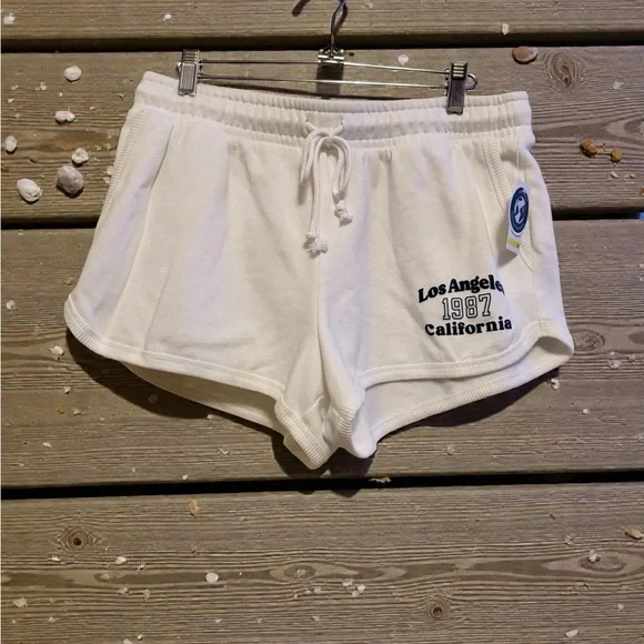 Aeropostale Dolphin Shorts White Athletic Shorts with Blue Print - Picture 3 of 7